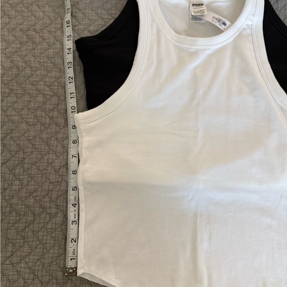 PINK Victoria's Secret Ribbed Tank Tops - White & Black (Set of 2) Lrg - Picture 3 of 6